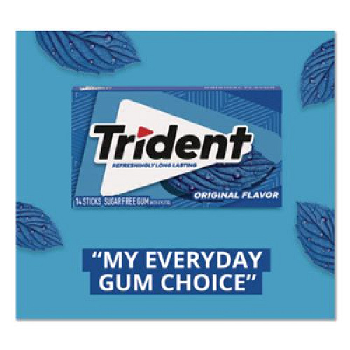 Trident Sugar-Free Gum, Original Mint, 14 Sticks/Pack, 12 Pack/Box (12546)