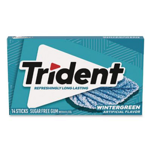 Trident Sugar-Free Gum, Wintergreen, 14 Sticks/Pack, 12 Packs/Carton (30400058)