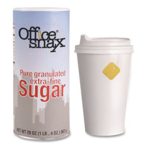 Office Snax Sugar Canister, 20 oz Reclosable Canister, 24/Carton (00019CT)