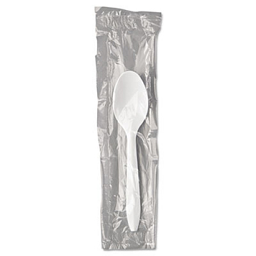 Boardwalk Mediumweight Wrapped Polypropylene Cutlery, Teaspoon, White, 1,000/Carton (BWKSPOONIW)