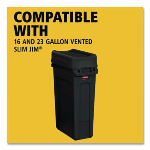 Rubbermaid Commercial Swing Top Lid for Slim Jim Waste Containers, 11.38w x 20.5d x 5h, Black (267360BK)