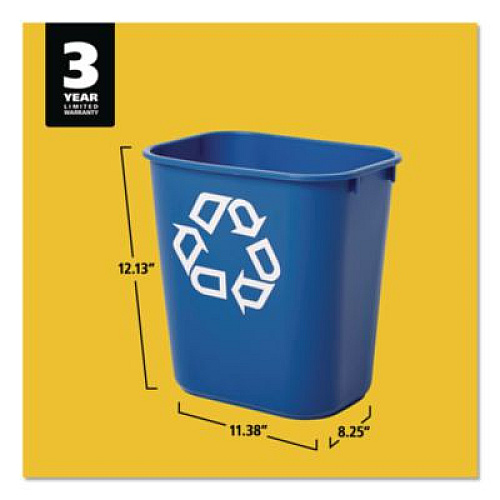 Rubbermaid Commercial Deskside Recycling Container, Small, 13.63 qt, Plastic, Blue (295573BE)