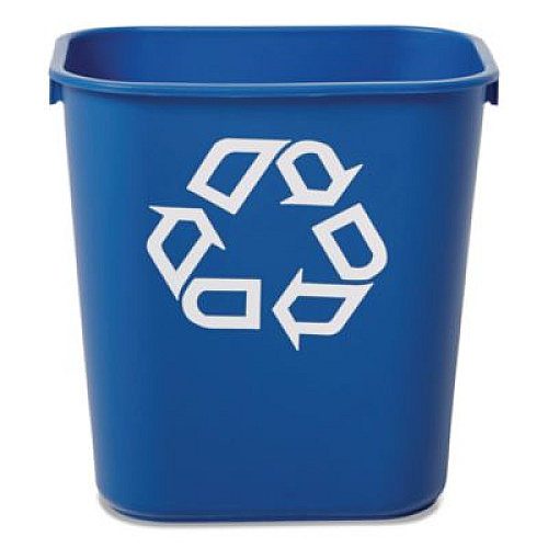 Rubbermaid Commercial Deskside Recycling Container, Small, 13.63 qt, Plastic, Blue (295573BE)