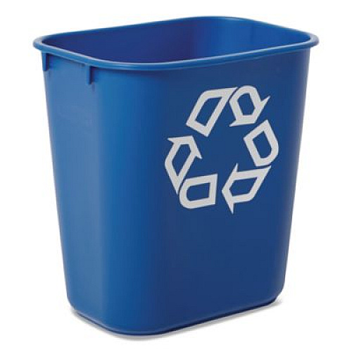 Rubbermaid Commercial Deskside Recycling Container, Small, 13.63 qt, Plastic, Blue (295573BE)