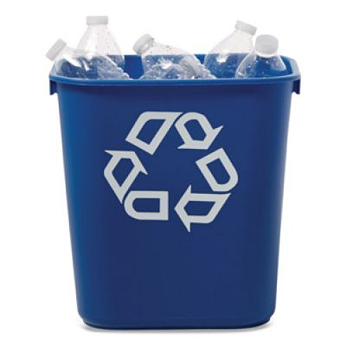 Rubbermaid Commercial Deskside Recycling Container, Small, 13.63 qt, Plastic, Blue (295573BE)