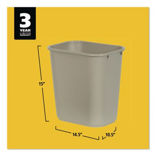 Rubbermaid Commercial Deskside Plastic Wastebasket, 7 gal, Plastic, Beige (295600BG)