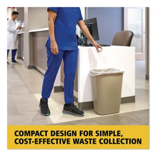 Rubbermaid Commercial Deskside Plastic Wastebasket, 7 gal, Plastic, Beige (295600BG)