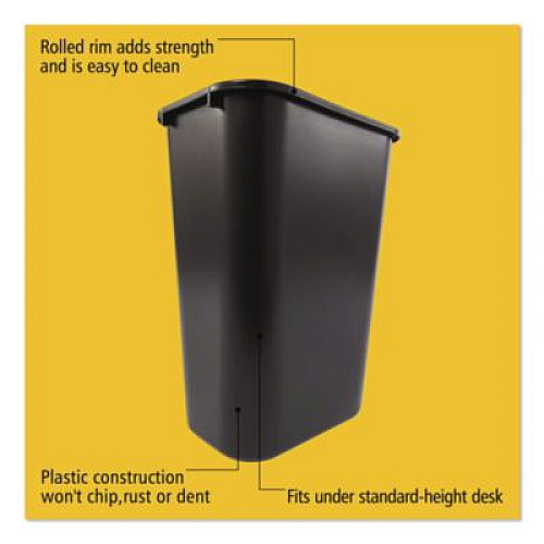 Rubbermaid Commercial Deskside Plastic Wastebasket, 10.25 gal, Plastic, Black (295700BK)