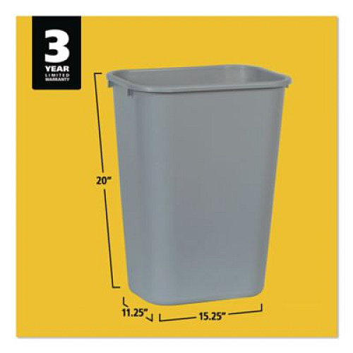 Rubbermaid Commercial Deskside Plastic Wastebasket, 10.25 gal, Plastic, Gray (295700GY)