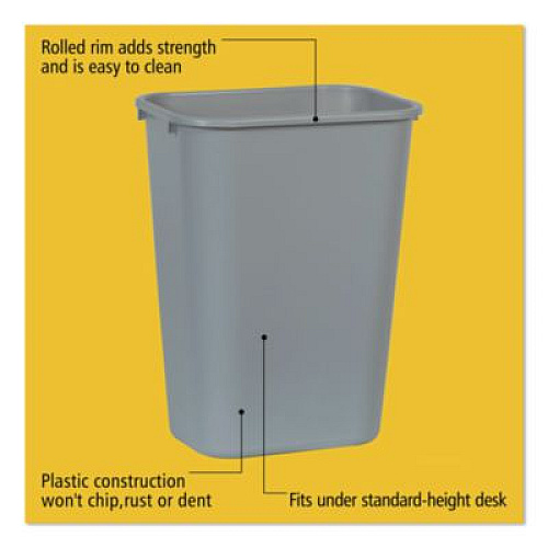 Rubbermaid Commercial Deskside Plastic Wastebasket, 10.25 gal, Plastic, Gray (295700GY)