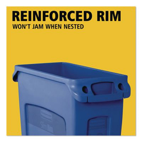 Rubbermaid Commercial Slim Jim Plastic Recycling Container with Venting Channels, 23 gal, Plastic,  Blue (354007BE)