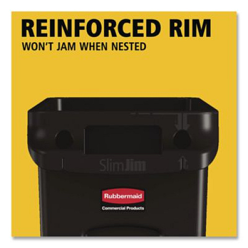 Rubbermaid Commercial Slim Jim with Venting Channels, 23 gal, Plastic, Black (354060BK)