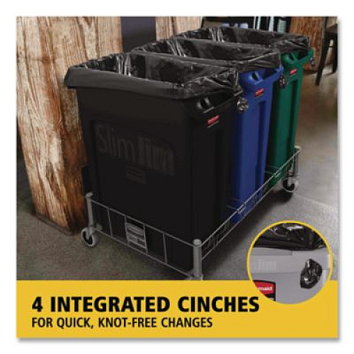 Rubbermaid Commercial Slim Jim with Venting Channels, 23 gal, Plastic, Black (354060BK)