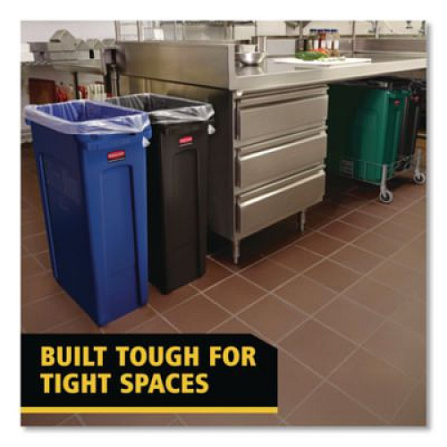 Rubbermaid Commercial Slim Jim with Venting Channels, 23 gal, Plastic, Black (354060BK)