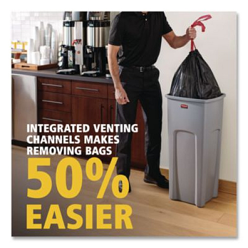 Rubbermaid Commercial Universal Square Trash Can with Swing Lid, 23 gal, Plastic, Gray (2143862)