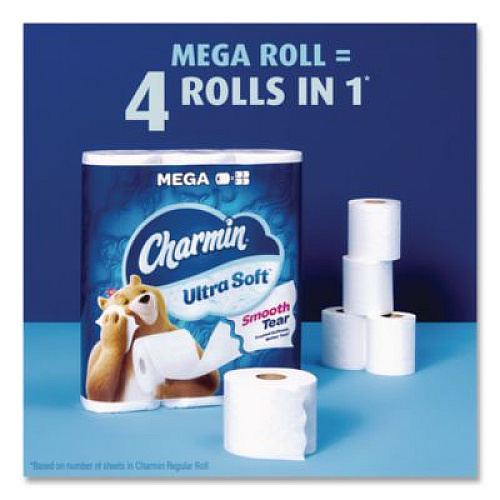 Charmin Ultra Soft Bathroom Tissue, Mega Roll, Septic Safe, 2-Ply, White, 208 Sheets/Roll, 12 Rolls/Pack (17579PK)
