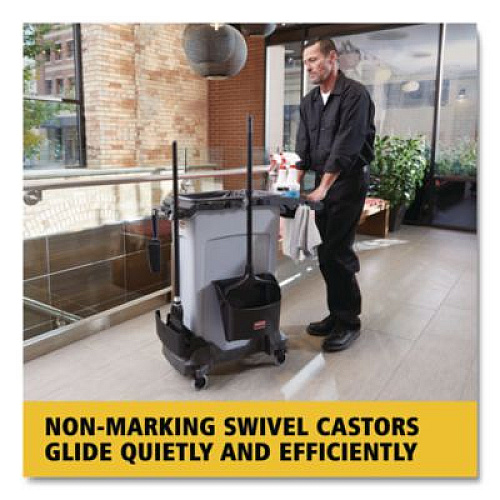 Rubbermaid Commercial Slim Jim Resin Trainable Dolly, 120 lb Capacity, 23.86 x 14.71 x 8.36, Black (1980602)