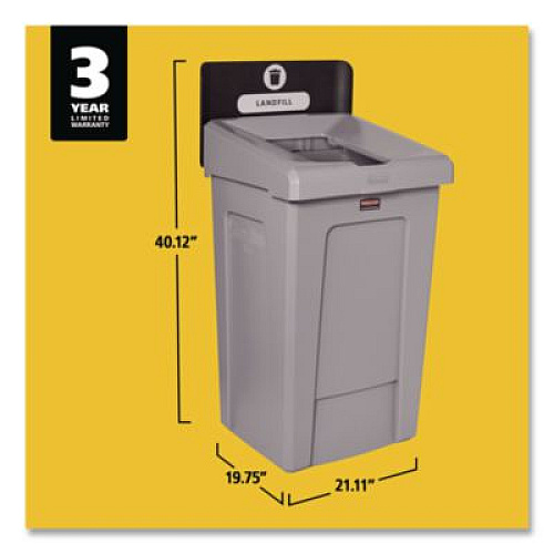Rubbermaid Commercial Slim Jim Recycling Station 1-Stream, Landfill Recycling Station, 33 gal, Resin, Gray (2171554)