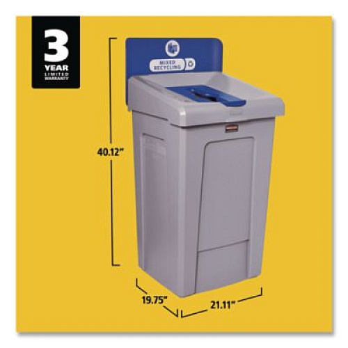 Rubbermaid Commercial Slim Jim Recycling Station 1-Stream, Mixed Recycling Station, 33 gal, Resin, Gray (2171557)