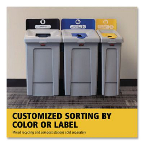 Rubbermaid Commercial Slim Jim Recycling Station 1-Stream, Mixed Recycling Station, 33 gal, Resin, Gray (2171557)