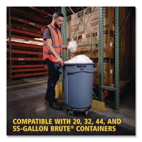 Rubbermaid Commercial Brute Round Twist On/Off Dolly, 250 lb Capacity, 18" dia x 6.63"h, Fits 20 to 55 Gallon BRUTE Containers, Black (264000BK)