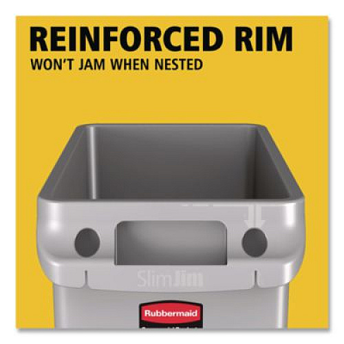 Rubbermaid Commercial Slim Jim with Venting Channels, 23 gal, Plastic, Gray (354060GY)