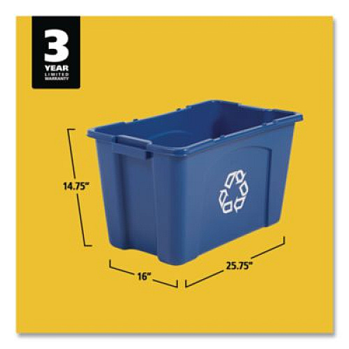 Rubbermaid Commercial Stacking Recycle Bin, 18 gal, Polyethylene, Blue (571873BE)