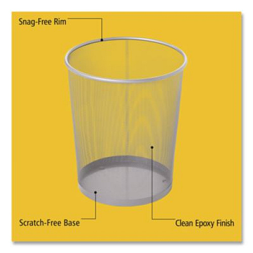 Rubbermaid Commercial Steel Mesh Wastebasket, 5 gal, Steel Mesh,  Silver (WMB20SLV)