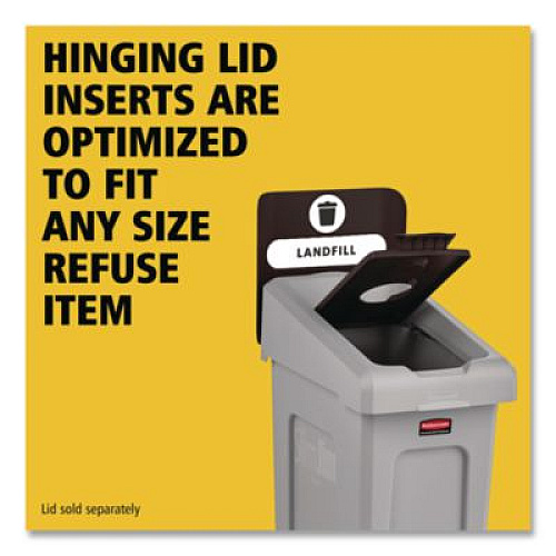 Rubbermaid Commercial Slim Jim Recycling Station Kit, 1-Stream Landfill, 23 gal, Plastic, Gray/Black (2185053)