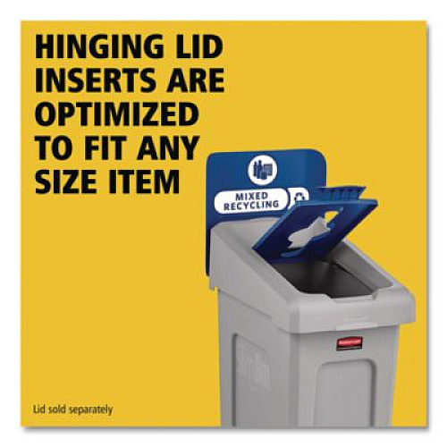 Rubbermaid Commercial Slim Jim Recycling Station Kit, 1-Stream Mixed Recycling, 23 gal, Plastic, Gray/Blue (2185055)