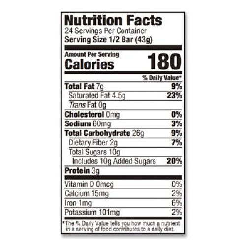 Bobo's Oatmeal Bars, Peanut Butter Chocolate Chip, 3 oz Individually Wrapped, 12/Box (00172)