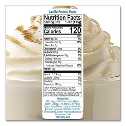 Vanilla Protein Shake Pod, 8.1 oz, Single Serve Pods for ColdSnap Machine, 12/Carton (100619)