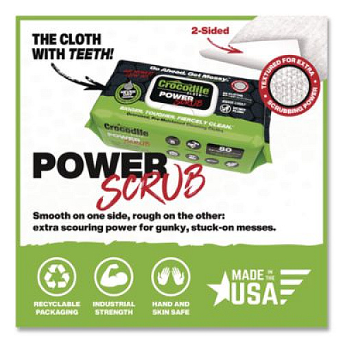 Crocodile Cloth PowerSCRUB Cleaning Cloths, 10 x 15, White, 80/Pack (6500080)