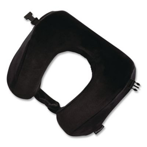 Brookstone Memory Foam Fleece Travel Pillow, One Size Fits Most, 9.84 x 4.1 x 9, Black (BNPM0002)