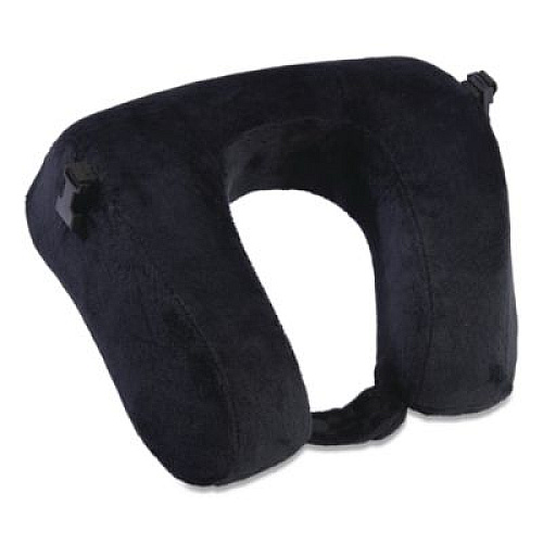 Brookstone Memory Foam Fleece Travel Pillow, One Size Fits Most, 9.84 x 4.1 x 9, Black (BNPM0002)