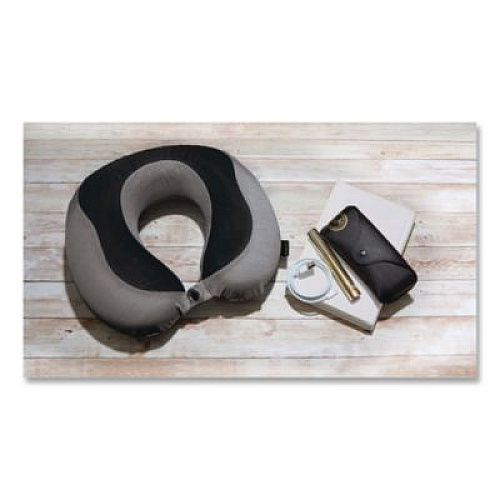 Brookstone U-Shaped Memory Foam Travel Pillow, One Size Fits Most, 12.6 x 3.74 x 12.2, Gray/Black (BNPM0007)