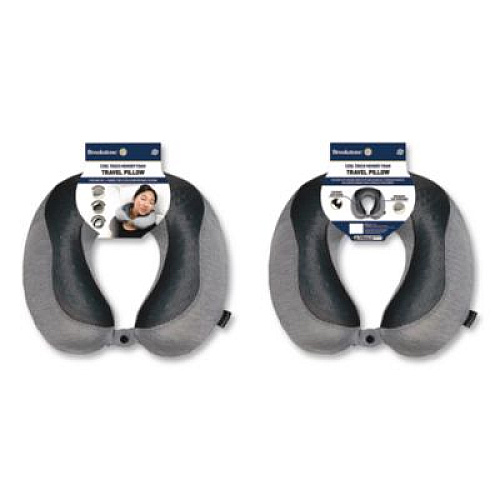 Brookstone U-Shaped Memory Foam Travel Pillow, One Size Fits Most, 12.6 x 3.74 x 12.2, Gray/Black (BNPM0007)