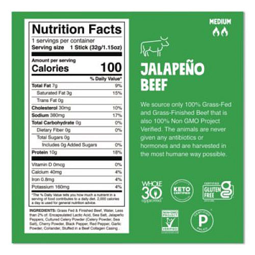 Chomps Jalepeno Beef Meat Stick, 1.15 oz Stick, 24/Box (ZHO00425)