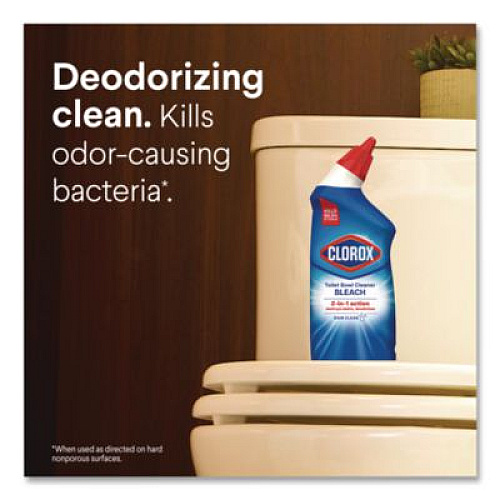 Clorox Disinfecting Toilet Bowl Cleaner with Bleach, Rain Clean Scent, 24 oz Bottle, 2/Pack, 6 Packs/Carton (30924CT)