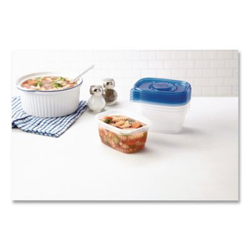 Glad Soup and Salad Containers, Medium Rectangle, 24 oz, 6.49 x 4.86 x 2.98, Clear/Bue, Plastic, 5/Pack (60796PK)