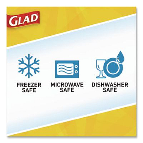 Glad Soup and Salad Containers, Medium Rectangle, 24 oz, 6.49 x 4.86 x 2.98, Clear/Bue, Plastic, 5/Pack (60796PK)