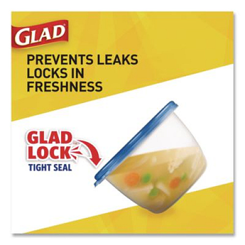 Glad Soup and Salad Containers, Medium Rectangle, 24 oz, 6.49 x 4.86 x 2.98, Clear/Bue, Plastic, 5/Pack (60796PK)