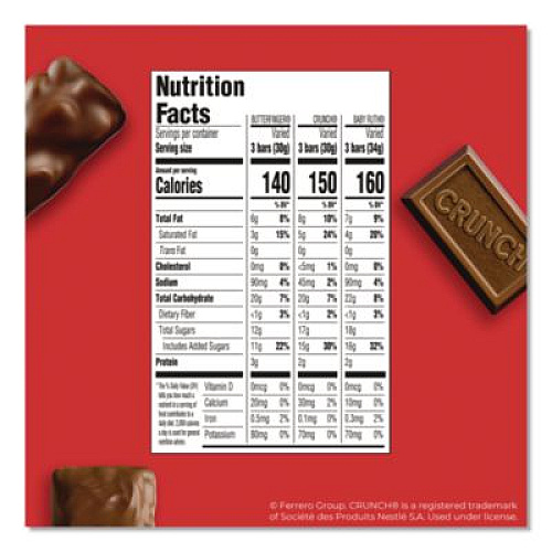 FERRERO ROCHER Baby Ruth, Butterfinger, Crunch Minis Party Pack, 90 Pieces, 32.4 oz Bag (689517)