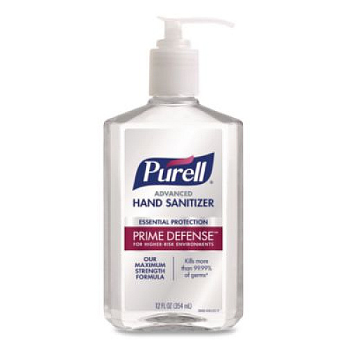 PURELL Prime Defense Advanced 85% Alcohol Gel Hand Sanitizer, 12 oz Pump Bottle, Clean Scent, 12/Carton (369912CT)