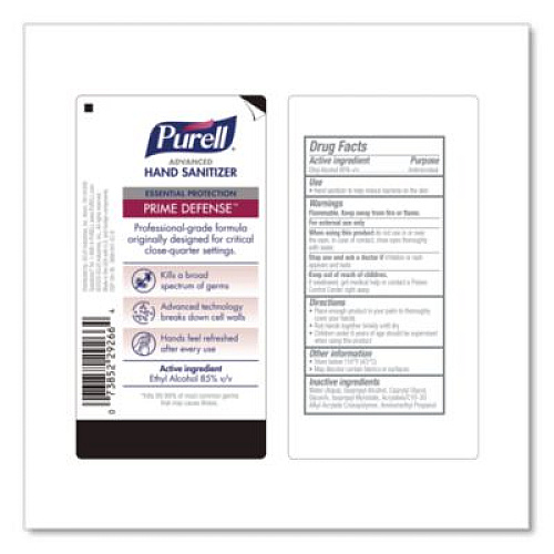 PURELL Prime Defense Advanced 85% Alcohol Gel Hand Sanitizer, 12 oz Pump Bottle, Clean Scent, 12/Carton (369912CT)