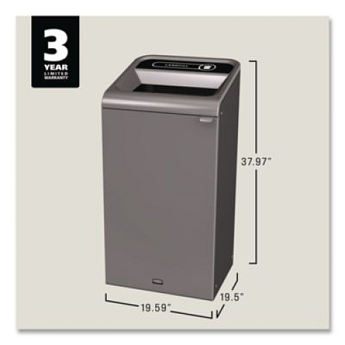 Rubbermaid Commercial Configure Indoor Recycling Waste Receptacle, Landfill, 23 gal, Metal, Gray (1961621)