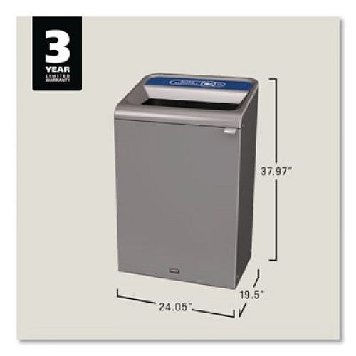 Rubbermaid Commercial Configure Indoor Recycling Waste Receptacle, Mixed Recycling, 33 gal, Metal, Gray (1961629)