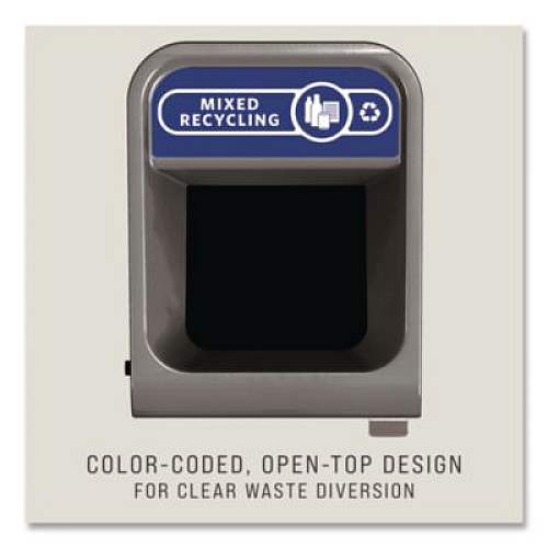 Rubbermaid Commercial Configure Indoor Recycling Waste Receptacle, Mixed Recycling, 33 gal, Metal, Gray (1961629)