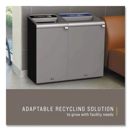 Rubbermaid Commercial Configure Indoor Recycling Waste Receptacle, Mixed Recycling, 33 gal, Metal, Gray (1961629)