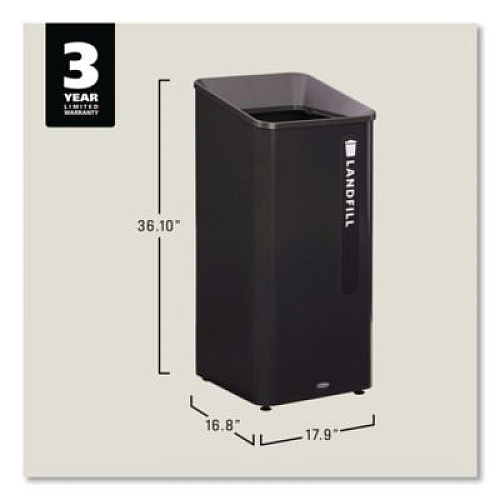 Rubbermaid Commercial Sustain Decorative Refuse with Recycling Lid, 23 gal, Metal/Plastic, Black (2078988)